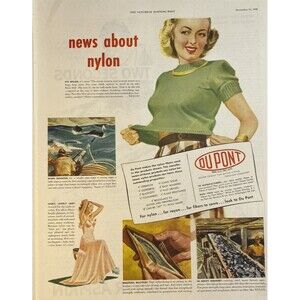 DuPont "Nylon, Rayon for fibers to come" Vintage Print Ad 1948